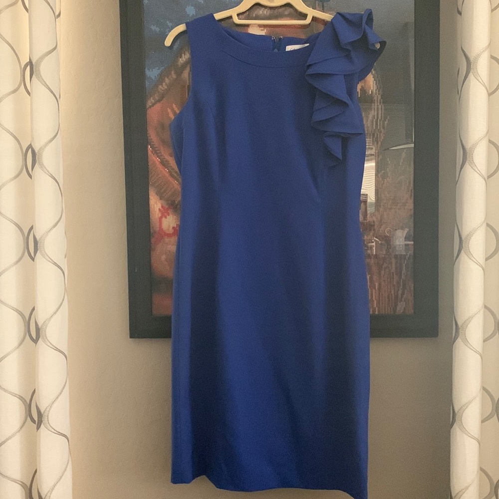 Calvin Klein sleeveless dress size 8 Sapphire blue like new !!